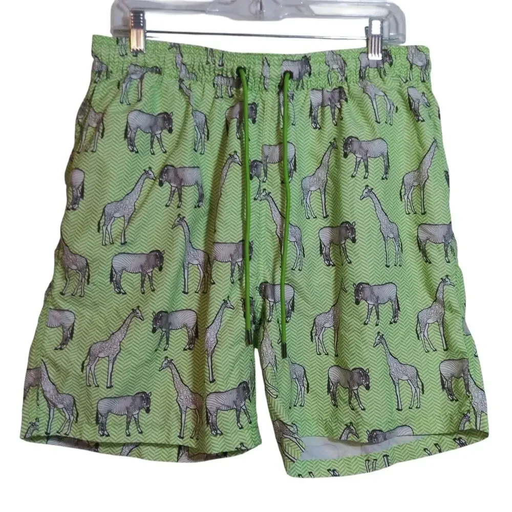 MR. SWIM Green Herringbone Animal Swim Trunks Size XL